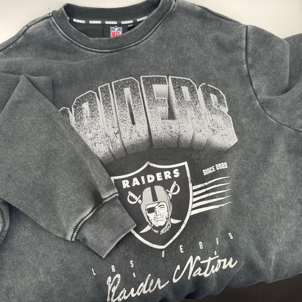 Primark NFL Las Vegas Raiders Washed Charcoal‎ Graphic Sweatshirt Mens 2XL